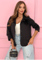 Sacou oversize z różą Elegant Rosalia negru