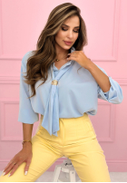 Elegancka Cămașă z wiązaniem Fresh Tulips albastru azuriu