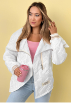 Pikowana Geacă z kołnierzem Where Are We albă