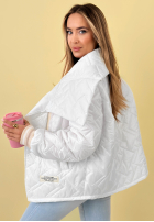 Pikowana Geacă z kołnierzem Where Are We albă