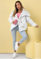 Pikowana Geacă z kołnierzem Where Are We albă