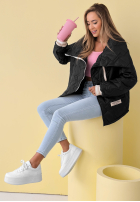 Pikowana Geacă z kołnierzem Where Are We albă