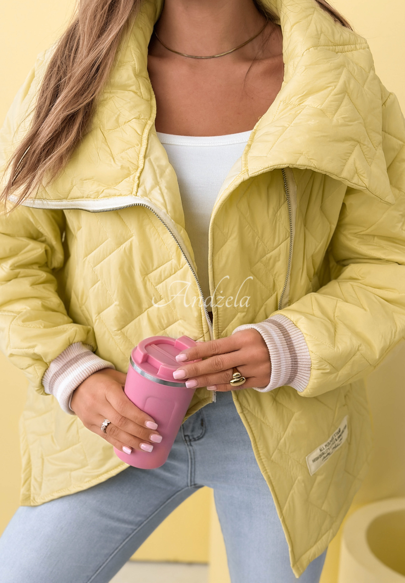 Geacă matlasată cu guler Where Are We