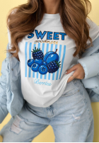 Tricou z nadrukiem Sweet Goodness biało-albastru