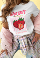 Tricou z nadrukiem Sweet Goodness biało-albastru