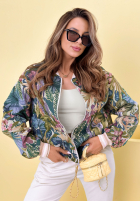 Scurtă żakardowa Geacă bomberka Jungle On My Mind niebiesko-verde