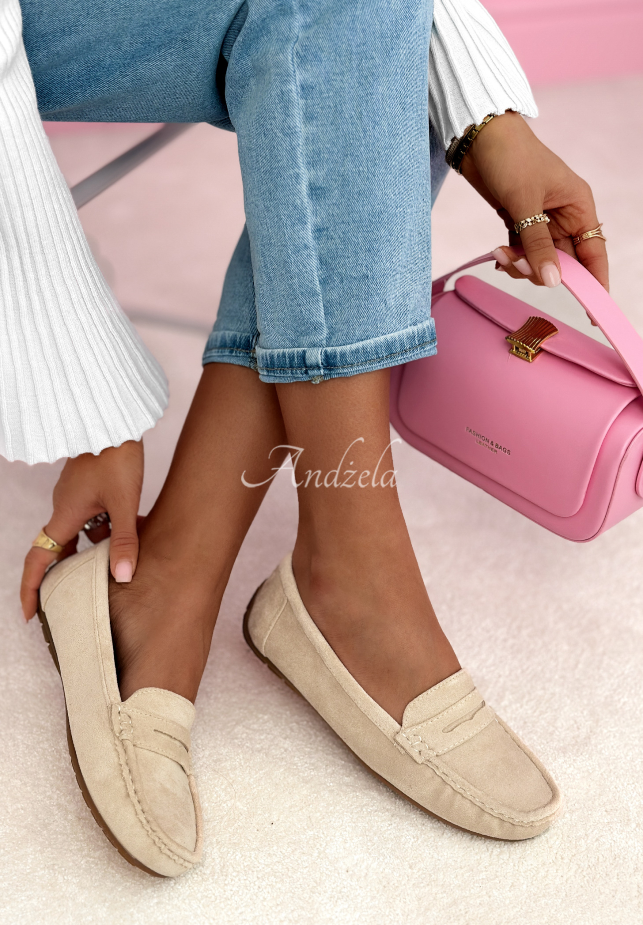 Mocasini din piele întoarsă Nadine