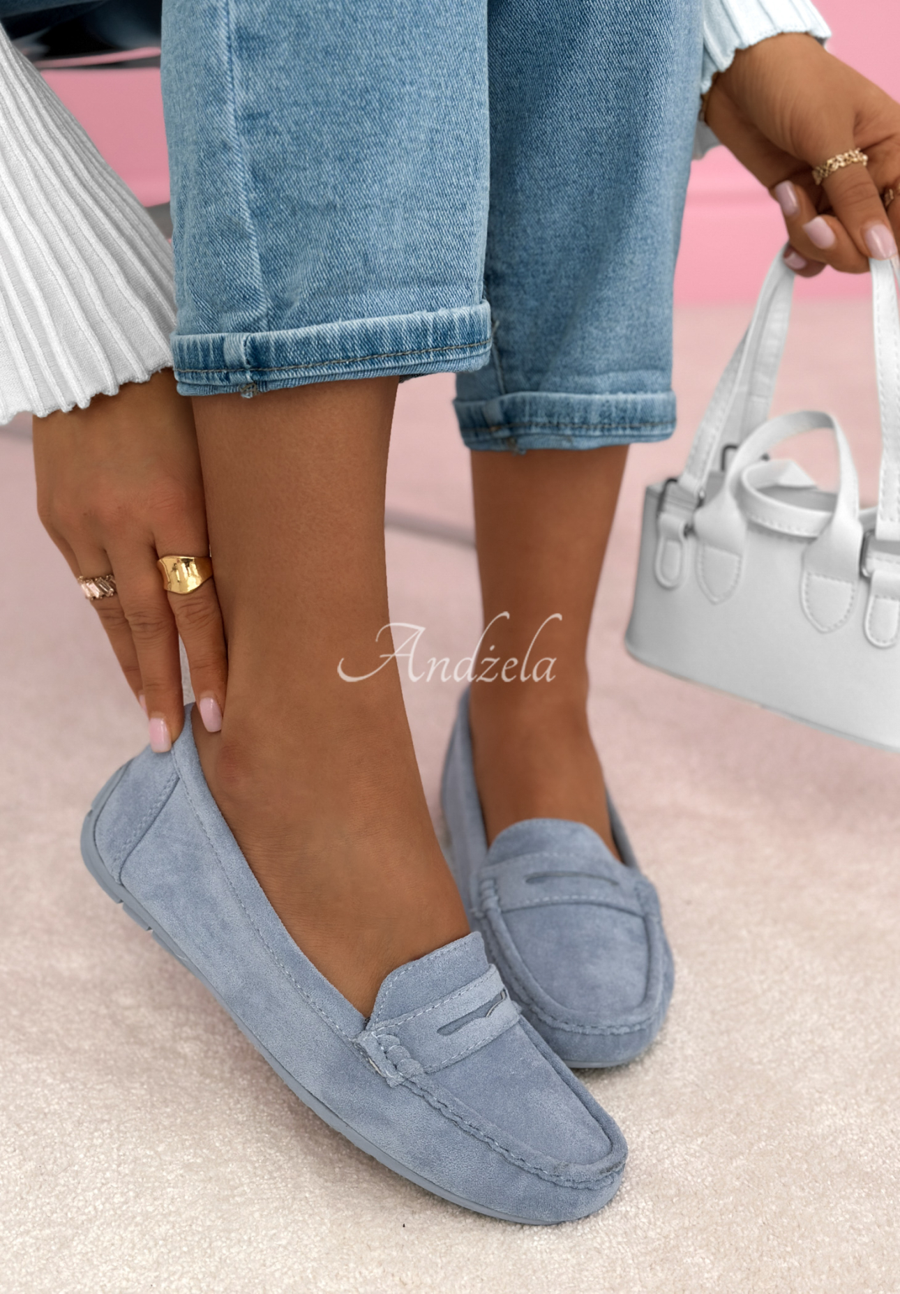 Mocasini din piele întoarsă Nadine