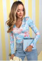 Kwiecista Bluză z dekoltem Camellia fucsia