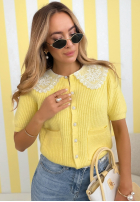 Sweterek z koronkowym kołnierzem Oh Sweet Lace albastru azuriu