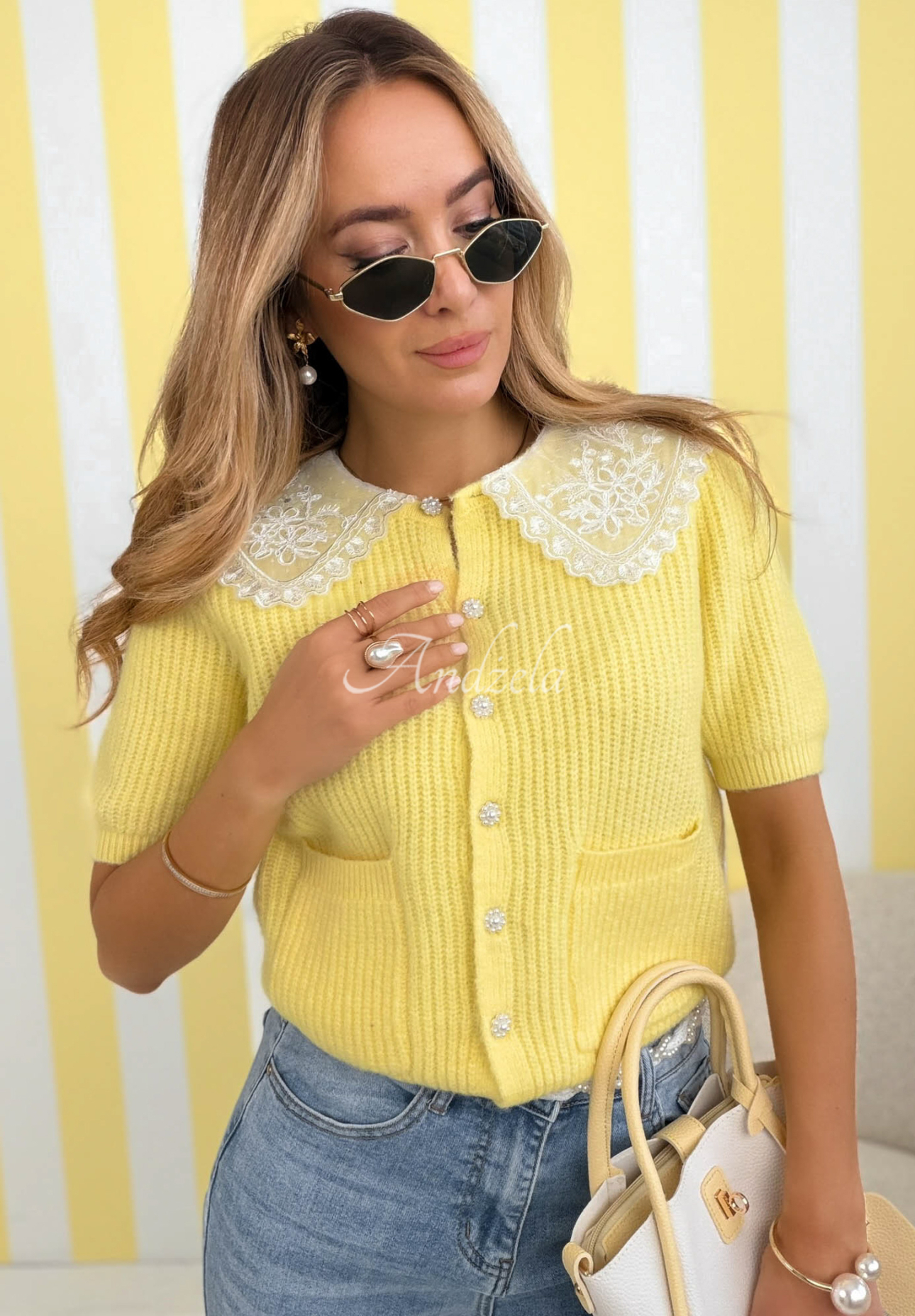 Pulover cu guler din dantelă Oh Sweet Lace