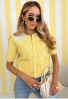 Sweterek z koronkowym kołnierzem Oh Sweet Lace albastru azuriu