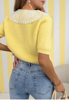 Sweterek z koronkowym kołnierzem Oh Sweet Lace albastru azuriu