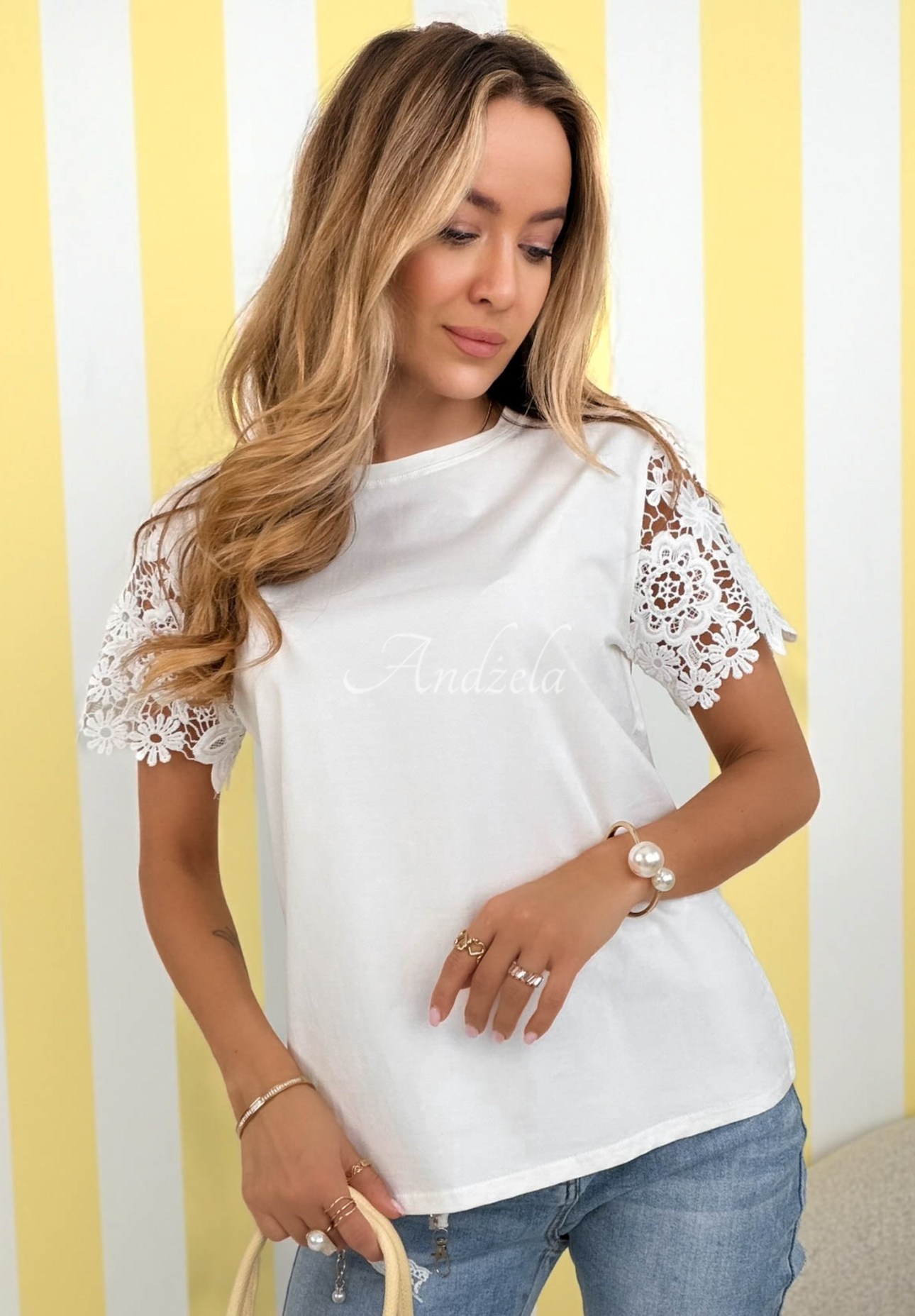 Tricou cu mâneci din dantelă Mrs Delacey