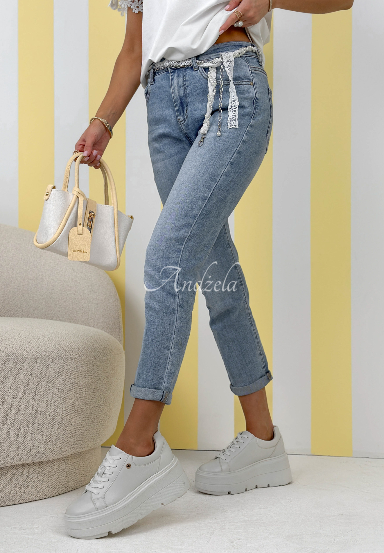 Blugi cu curea Belle