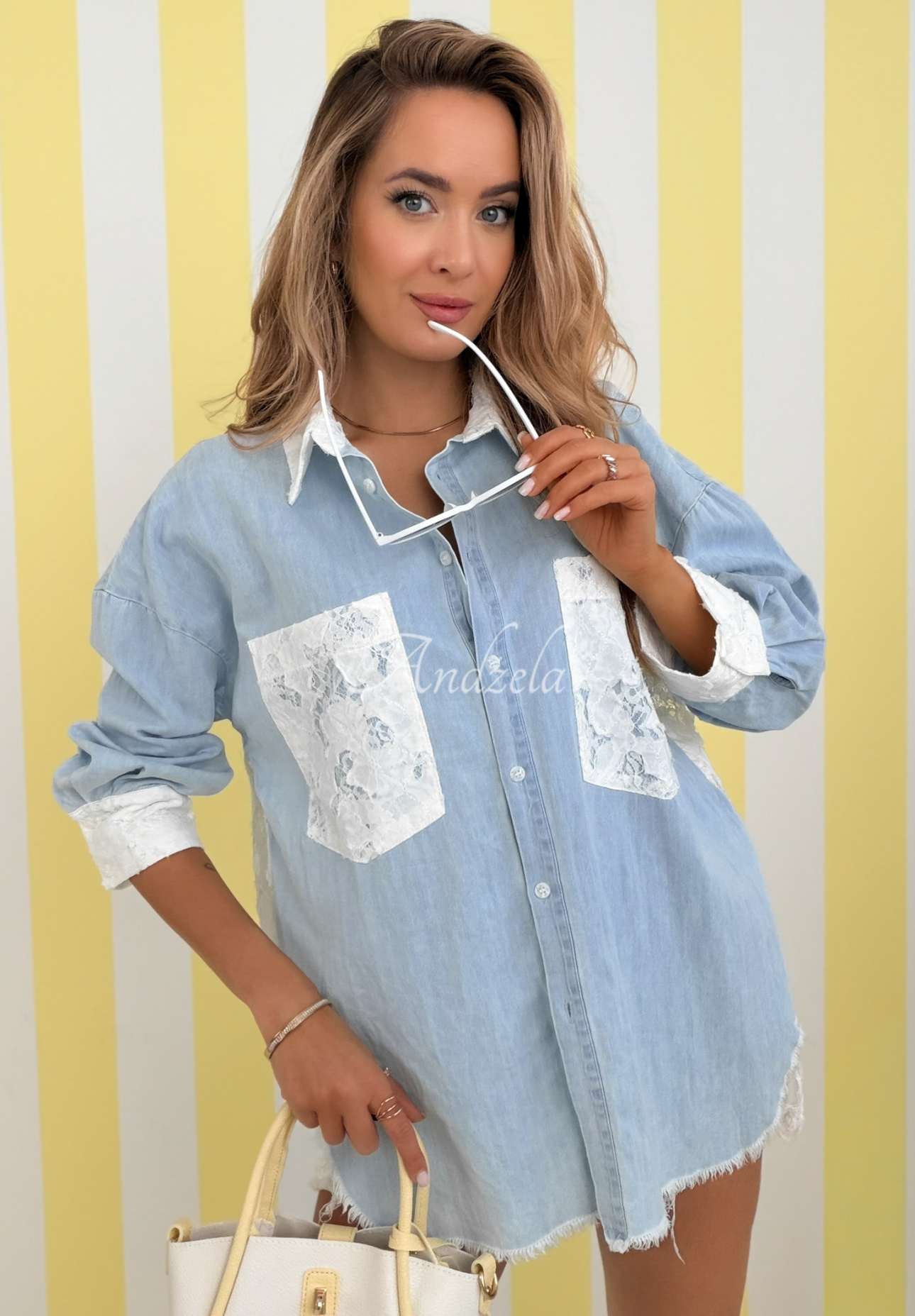 Cămașă din denim cu dantelă We Look Alike