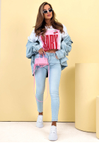 Pantaloni din denim skinny Pamela albastru deschis