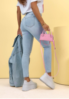 Pantaloni din denim skinny Pamela albastru deschis