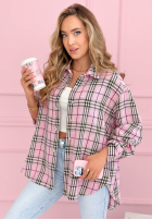 Cămașă w kratę Province House roz pudră