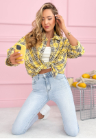 Cămașă w kratę Province House galben