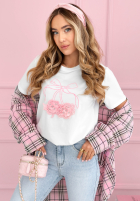 Tricou z nadrukiem Pink Bow Alb