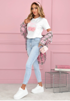 Tricou z nadrukiem Pink Bow Alb