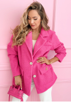 Palton  kożuszek z kołnierzem Ingrid fucsia