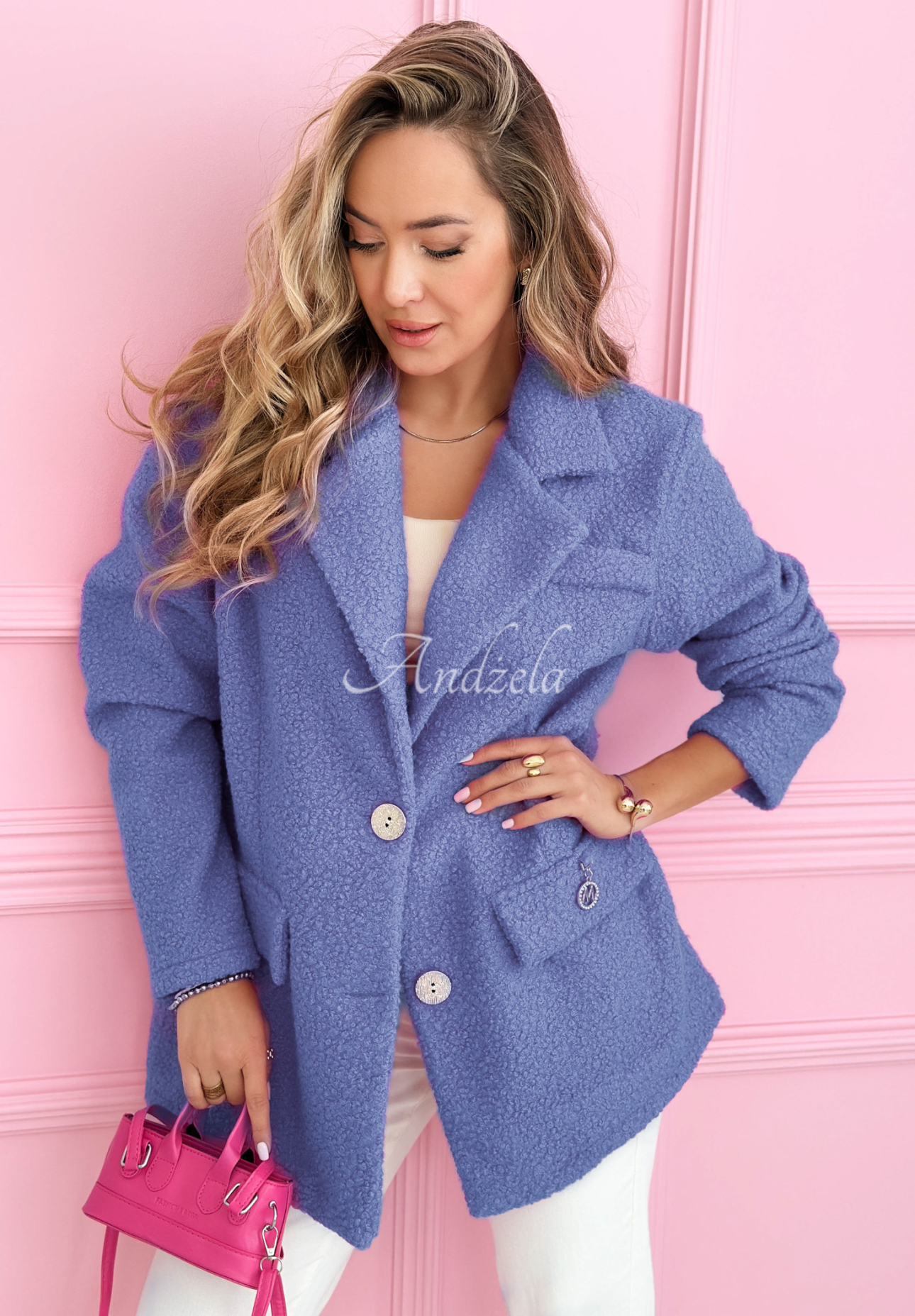 Pardesiu din imitație de lână de miel cu guler Ingrid