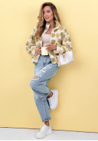 Kwiecista Geacă ze stójką Garden Of Flowers biało-verde