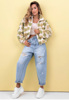 Kwiecista Geacă ze stójką Garden Of Flowers biało-verde