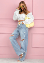 Zamszowa Geantă z ozdobnymi przeszyciami Everyday Smile albastru azuriu