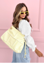 Zamszowa Geantă z ozdobnymi przeszyciami Everyday Smile albastru azuriu