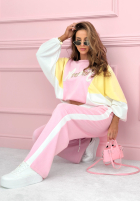 Compleu de trening Hanorac i Pantaloni Spring Amour różowo-galbene