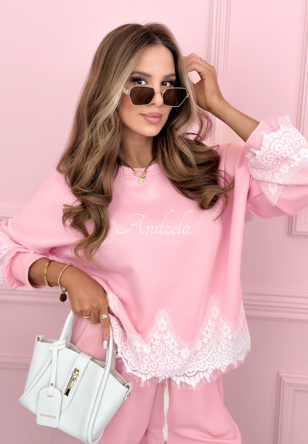 Set de trening din viscoză cu dantelă Lace Trace