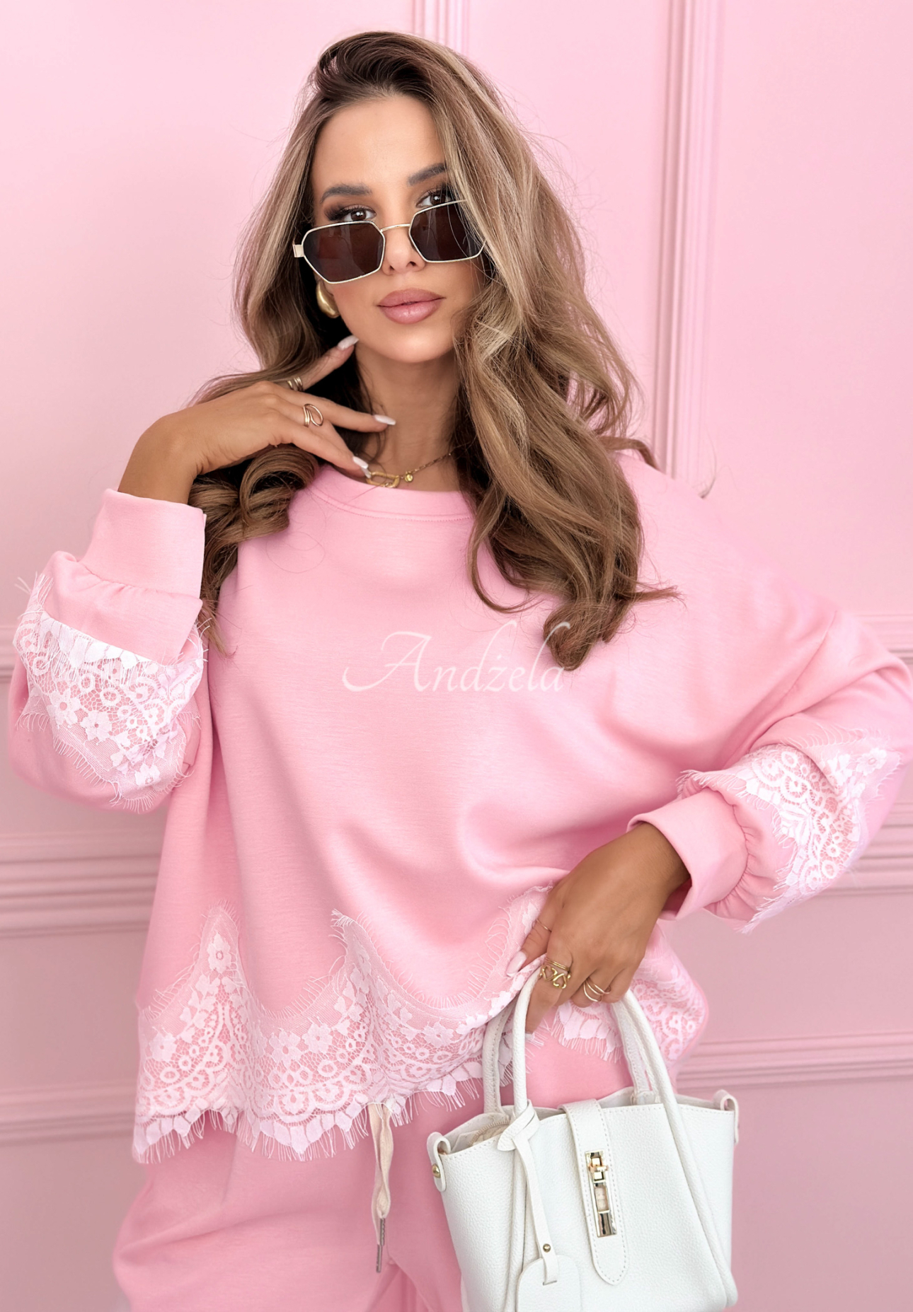 Set de trening din viscoză cu dantelă Lace Trace