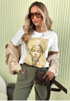 Tricou z nadrukiem Golden Lady Alb