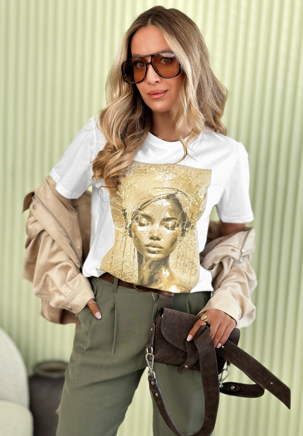 Tricou din bumbac cu imprimeu Golden Lady