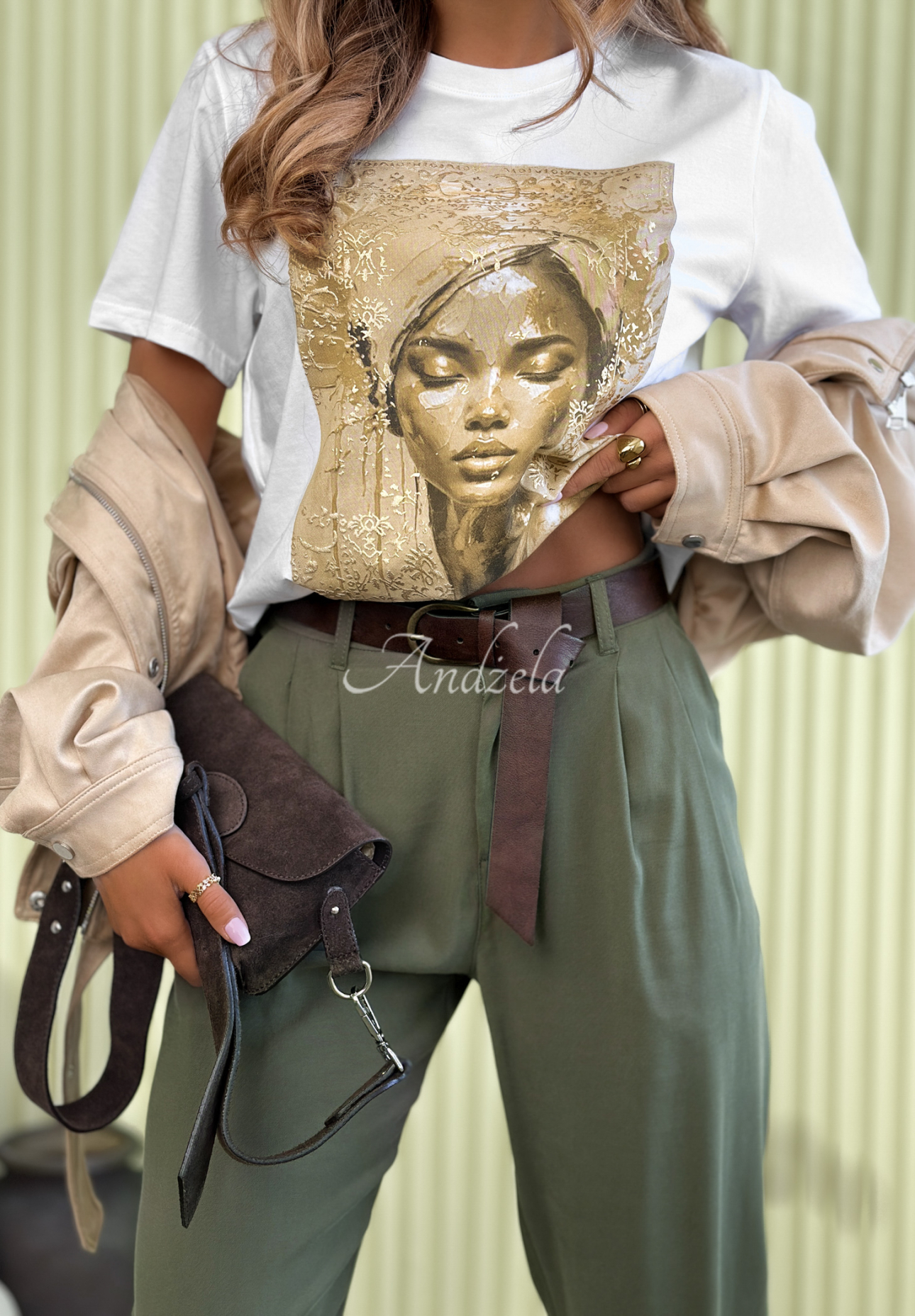 Tricou din bumbac cu imprimeu Golden Lady