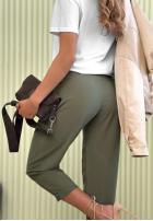 Eleganckie Pantaloni wide leg z paskiem Begin Doing kaki