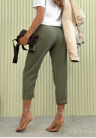 Eleganckie Pantaloni wide leg z paskiem Begin Doing kaki