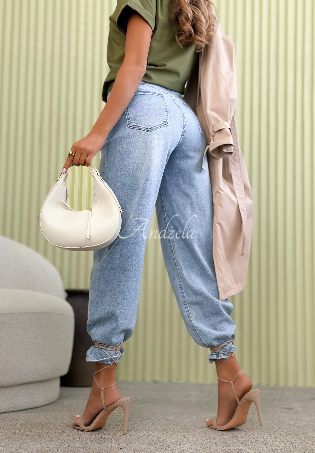 Blugi balloon cu curea Freya