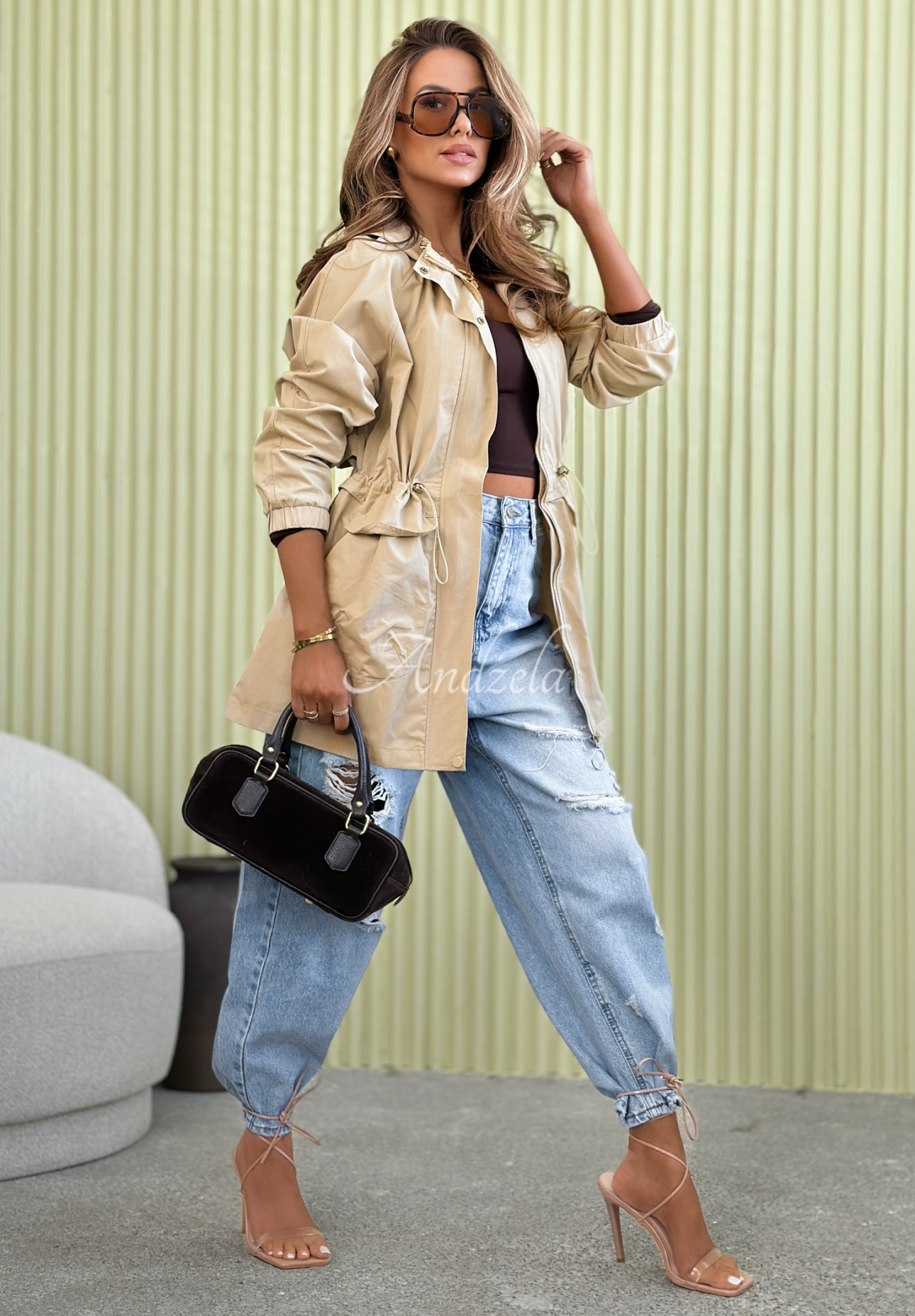 Geacă parka ușoară din bumbac cu glugă Look Beyond