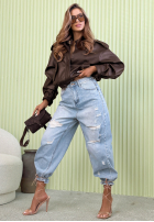 Scurtă skórzana Geacă bomberka Grand Central ciocolatie