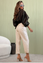 Eleganckie Pantaloni wide leg z paskiem Begin Doing ecru