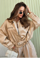 Scurtă skórzana Geacă Well Go Then bej