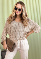 Długi ażurowy Pulover My Own Joy bej