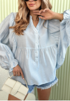 Lekka Cămașă z bufiastymi rękawami Spring Poems albastru azuriu