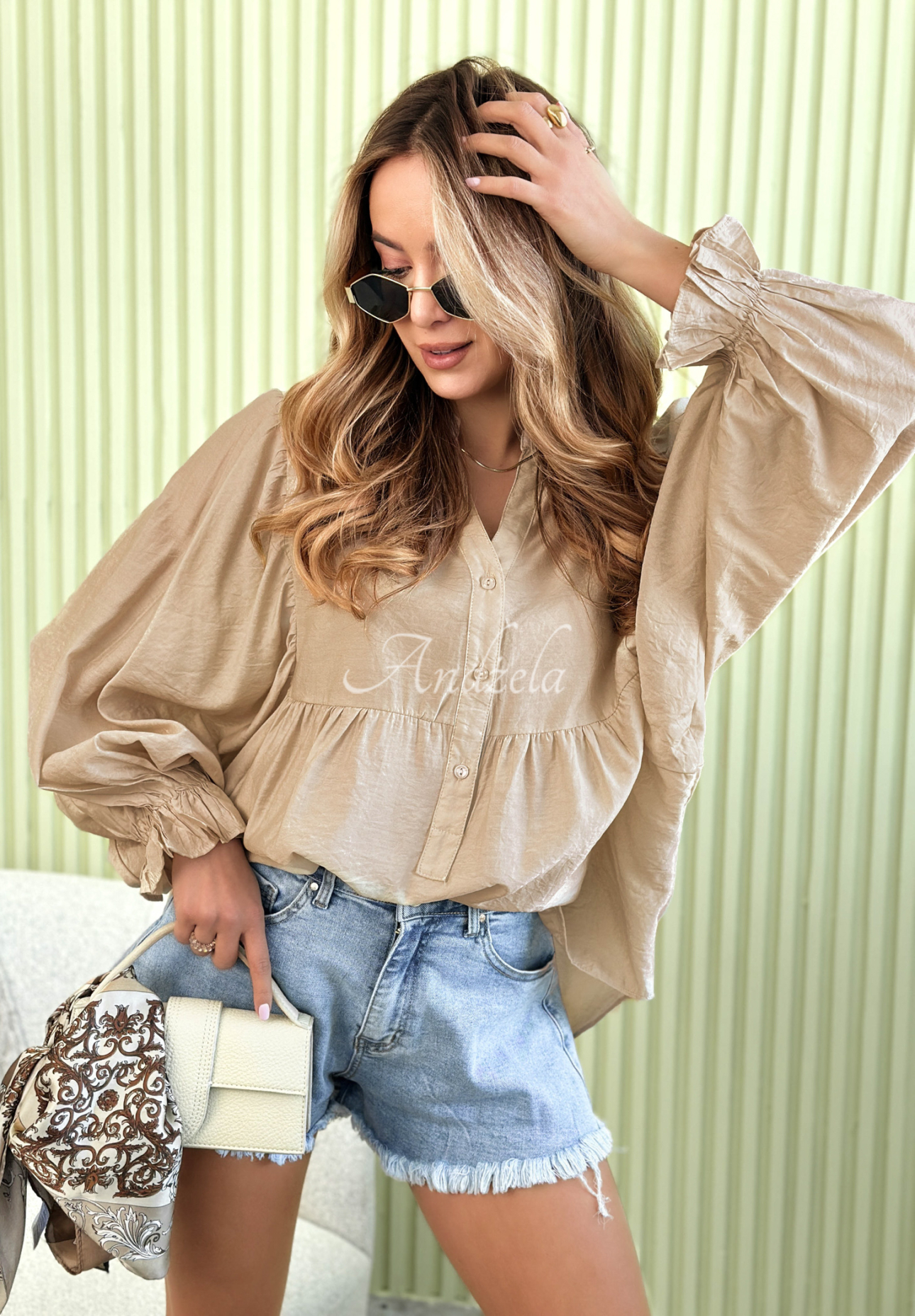 Cămașă lejeră cu mâneci bufante Spring Poems