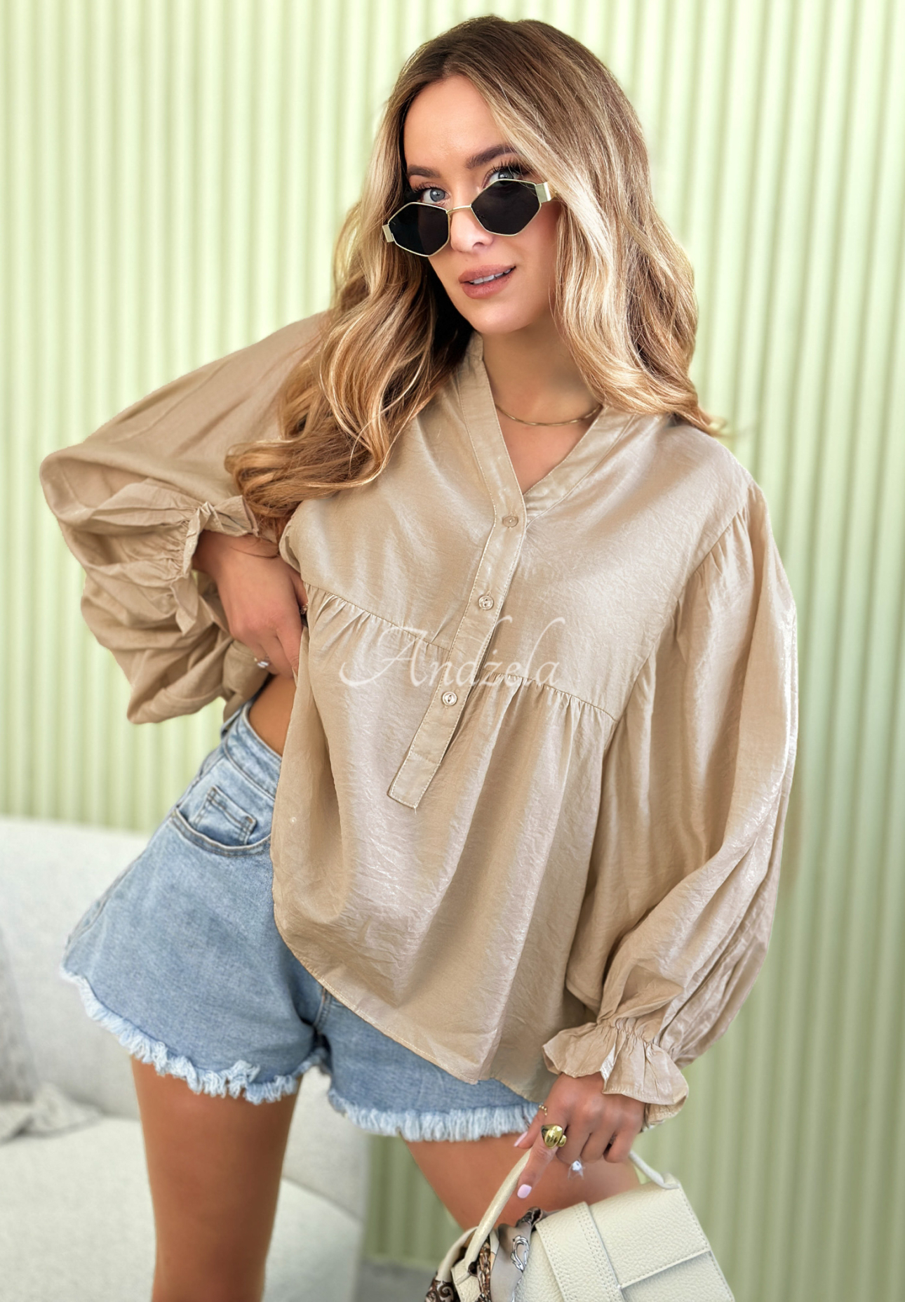 Cămașă lejeră cu mâneci bufante Spring Poems