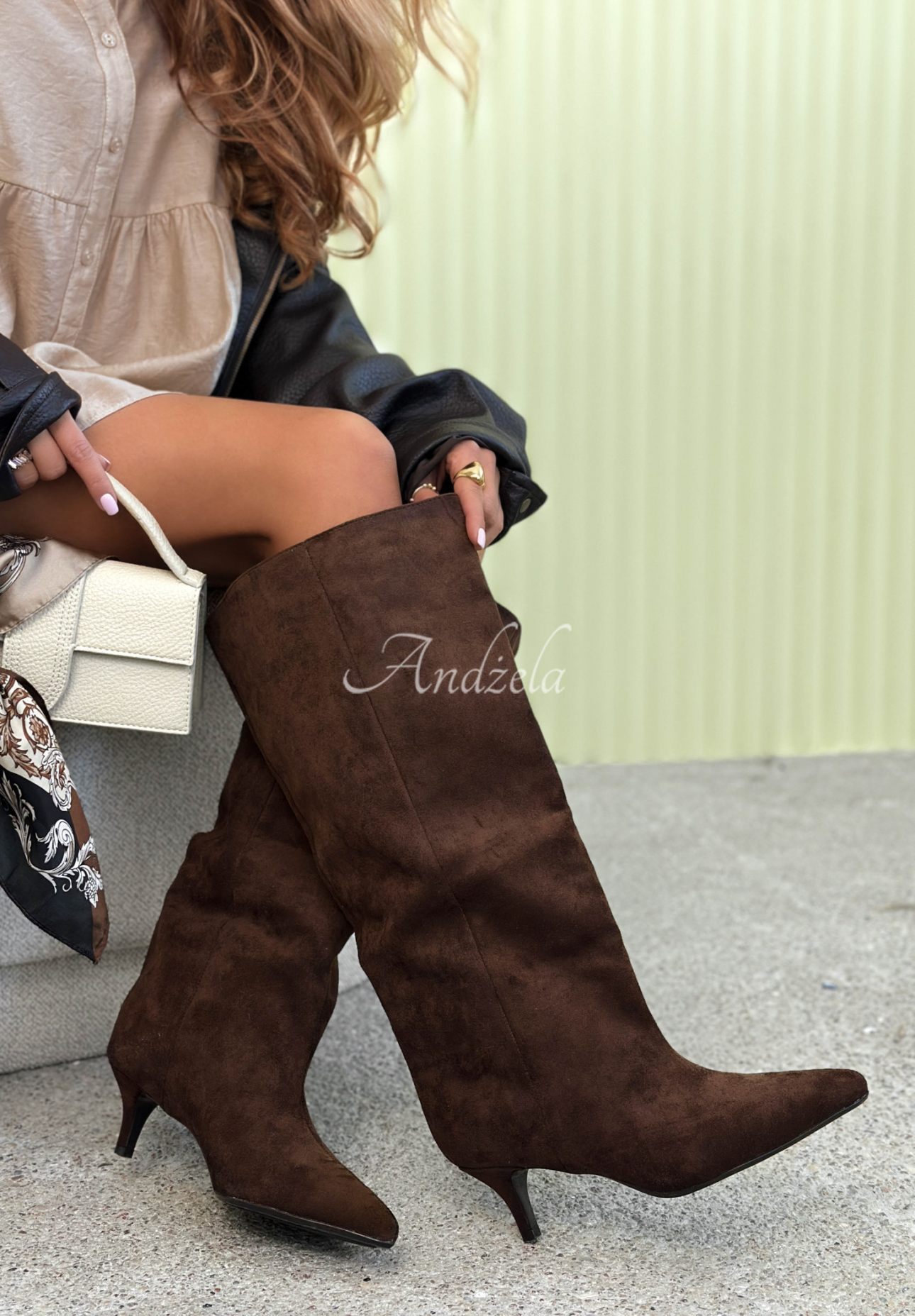 Cizme din piele întoarsă cu toc subțire Better Without You